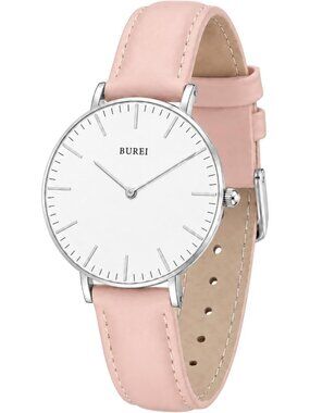 Women's White Silver Pink Minimalist Analog Quartz Waterproof Dress Wrist Watch